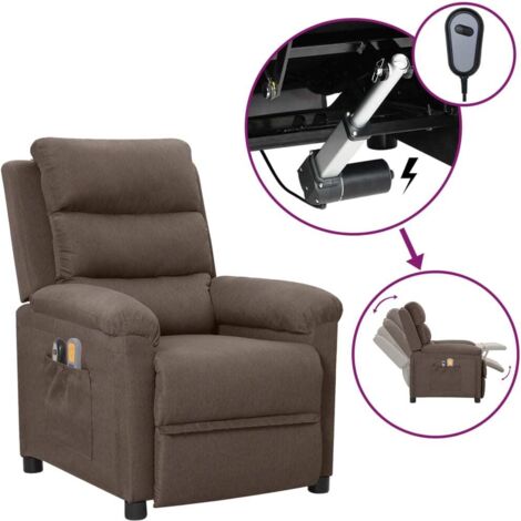 Massagesessel Elektrisch Taupe Stoff vidaXL