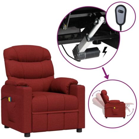 Massagesessel Elektrisch Weinrot Stoff vidaXL
