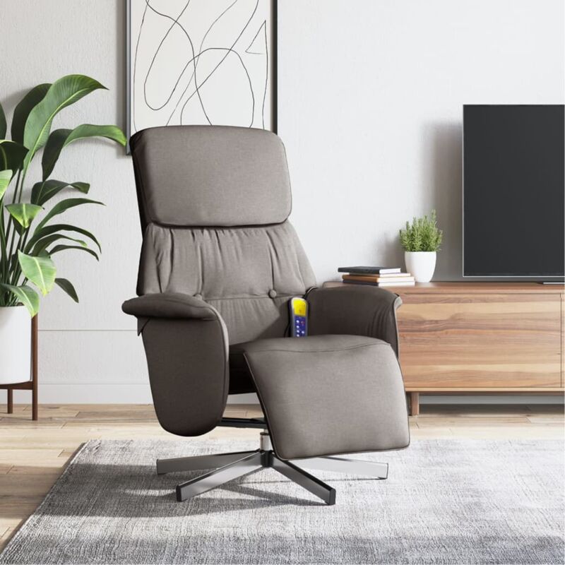 Massagesessel Mit Fußteil Taupe Stoff Vidaxl