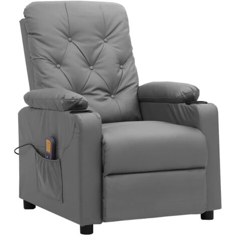 Massagesessel Grau Kunstleder vidaXL