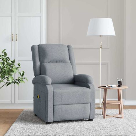 Massagesessel Hellgrau Stoff vidaXL
