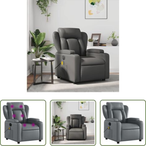Massagesessel -  Massagesessel Grau Kunstleder