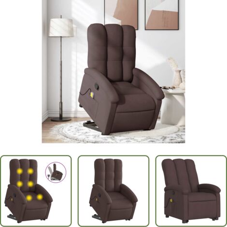 Massagesessel -  Massagesessel mit Aufstehhilfe Dunkelbraun Stoff