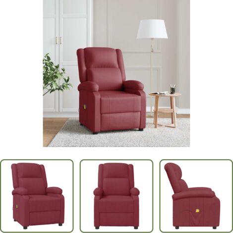 Massagesessel -  Massagesessel Weinrot Kunstleder