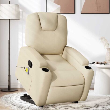 Massagesessel mit Aufstehhilfe Creme Stoff vidaXL478375