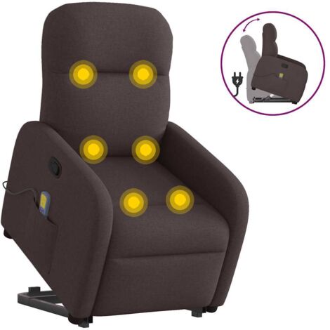Massagesessel mit Aufstehhilfe Dunkelbraun Stoff vidaXL