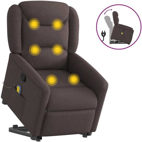 Massagesessel mit Aufstehhilfe Dunkelbraun Stoff vidaXL