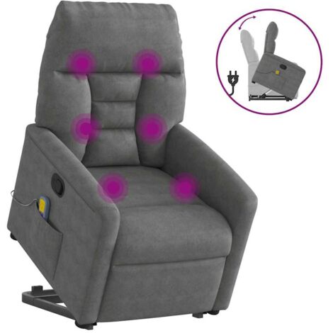 Massagesessel mit Aufstehhilfe Dunkelgrau Mikrofasergewebe vidaXL