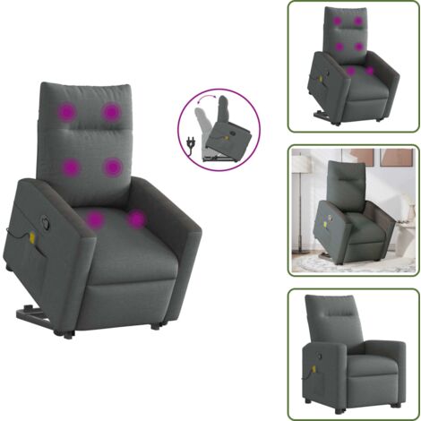 Massagesessel mit Aufstehhilfe Dunkelgrau Stoff - Massagesessel Mit Aufstehhilfe - Massagesessel - Relaxsessel - Sessel