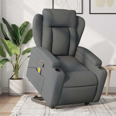 Massagesessel mit Aufstehhilfe Dunkelgrau Stoff vidaXL