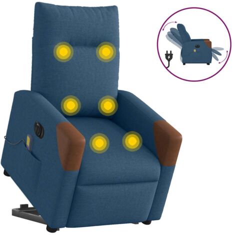 Massagesessel mit Aufstehhilfe Elektrisch Blau Stoff vidaXL