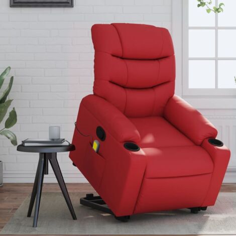Massagesessel mit Aufstehhilfe Rot Kunstleder vidaXL