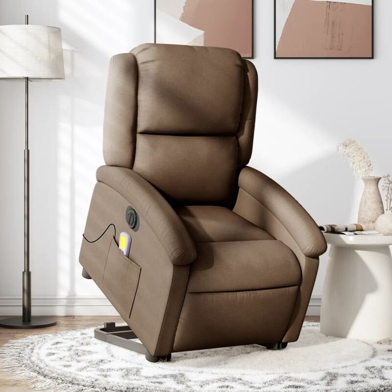 Elektrischer Massagesessel Mit Aufstehhilfe Braun Stoff - Vidaxl