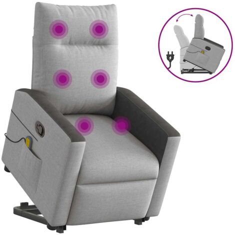 Massagesessel mit Aufstehhilfe Wolkengrau Stoff vidaXL