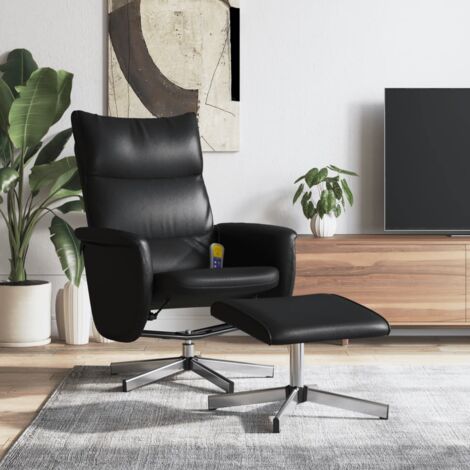 Massagesessel mit Fußhocker Schwarz Kunstleder vidaXL