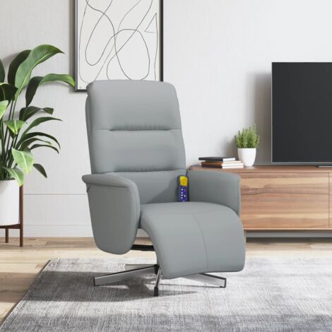 Massagesessel mit Fußteil Hellgrau Stoff vidaXL52944