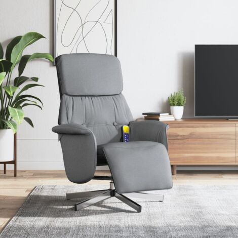 Massagesessel mit Fußteil Hellgrau Stoff vidaXL684945