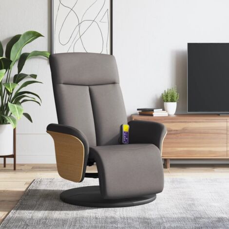 Massagesessel mit Fußteil Taupe Stoff vidaXL