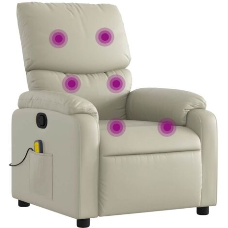 Massagesessel mit Relaxfunktion, Kunstleder, Creme vidaXL