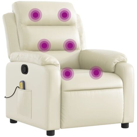Massagesessel mit Relaxfunktion, Kunstleder, Creme vidaXL