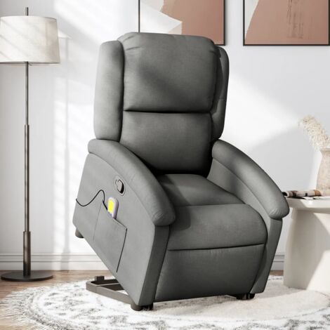 Massagesessel Neigbar Dunkelgrau Stoff