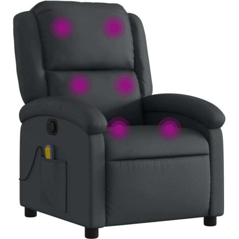 Massagesessel Relaxsessel Echtleder Schwarz vidaXL