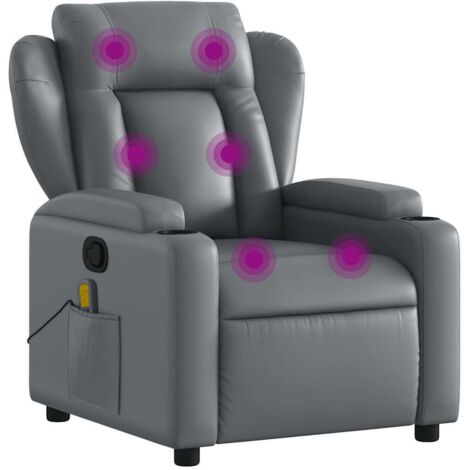 Massagesessel Relaxsessel Grau Kunstleder vidaXL