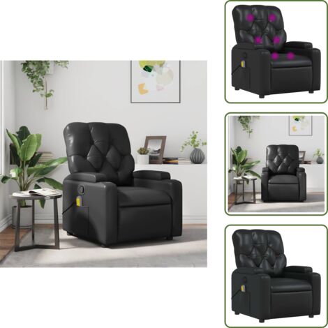 Massagesessel Schwarz Kunstleder - Massage Stuhl - Relaxstuhl - TV-Sessel - Ecksofa - Wohnzimmersofa