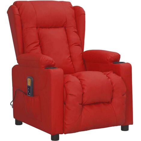 Massagesessel Weinrot Kunstleder vidaXL