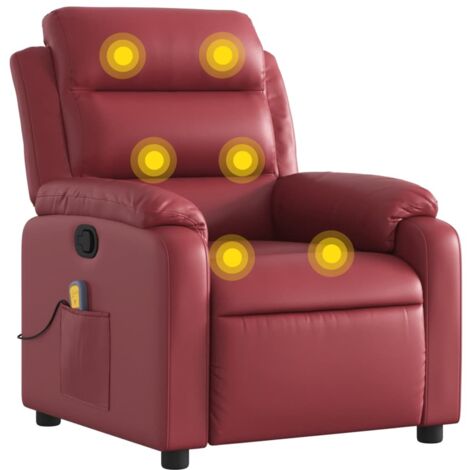 Massagesessel Weinrot Kunstleder vidaXL