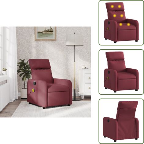 Massagesessel Weinrot Stoff - Massage Sessel - Relaxsessel - TV-Sessel - Bequeme Lounge - Wohnzimmersessel