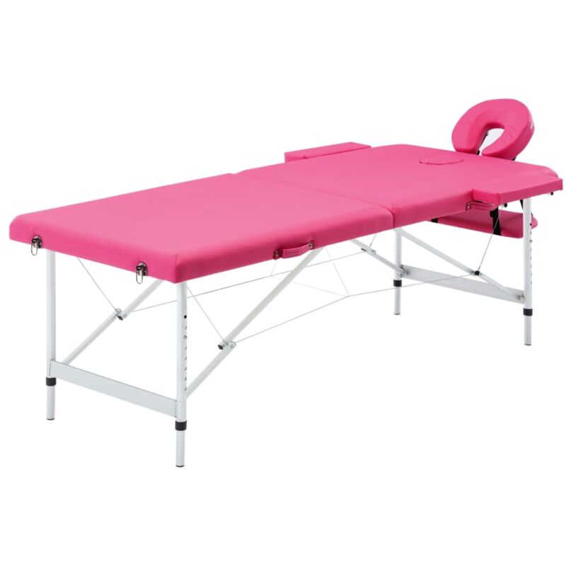 Massageliege Klappbar 2-zonen Mit Aluminiumgestell Rosa - Vidaxl