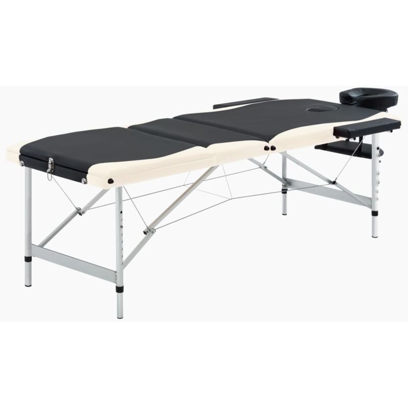 Vidaxl Massageliege Klappbar 3-zonen Aluminiumgestell Schwarz Beige