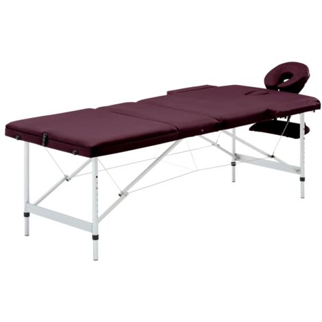 Massagetisch Klappbar 3 Zonen Aluminium Dunkellila