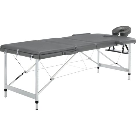 Massagetisch mit 3 Zonen Aluminiumrahmen Anthrazit 186×68 cm