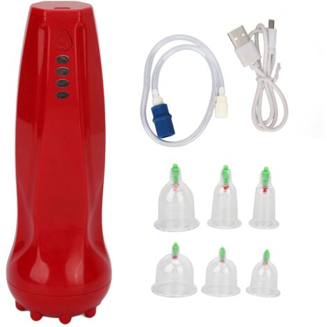 Massageur Anti-Cellulite Électrique, Ventouses Dynamiques, 4 Niveaux d'Ajustement, Design One-Touch, Thérapie par Vide Intelligent, Rouge