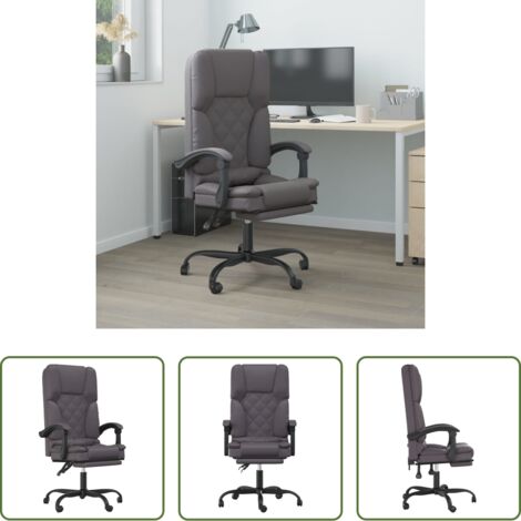 Massaggiante -  Poltrona da Ufficio Massaggiante Reclinabile Grigio Similpelle