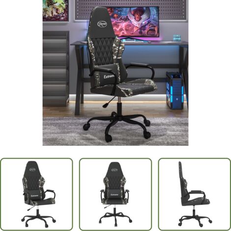 Massaggiante -  Sedia da Gaming Massaggiante Nero e Mimetico in Similpelle