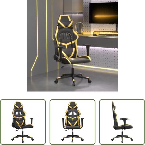 Massaggiante -  Sedia da Gaming Massaggiante Nero e Oro in Similpelle