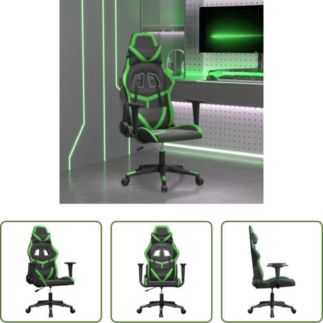 Massaggiante -  Sedia da Gaming Massaggiante Nero e Verde in Similpelle