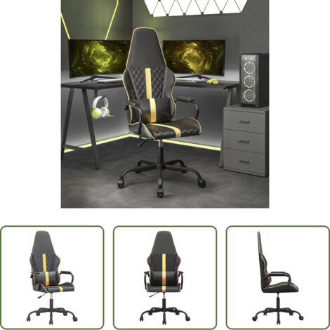 Massaggiante -  Sedia da Gaming Massaggiante Oro e Nero in Similpelle