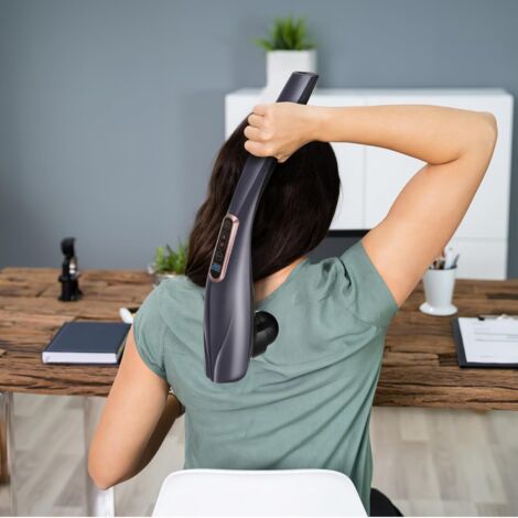Massaggiatore elettrico portatile con riscaldamento, livelli di intensità regolabili, modalità di massaggio per collo, schiena e corpo, ricaricabile senza fili, sollievo muscolare completo, design ele