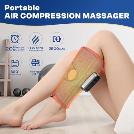Massaggiatore per gambe wireless con calore e compressione, massaggiatore a compressione per gambe ricaricabile per la circolazione, rilassamento muscolare per polpacci, regali per papà mamma uomo don
