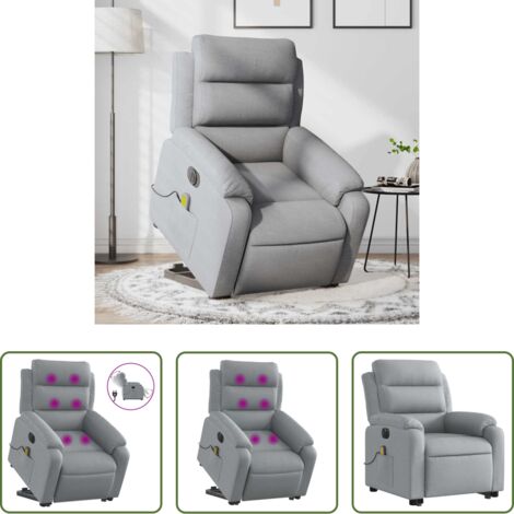 Massaggio alzapersona -  Poltrona Alzapersona Massaggi Elettrica Grigio Chiaro Tessuto