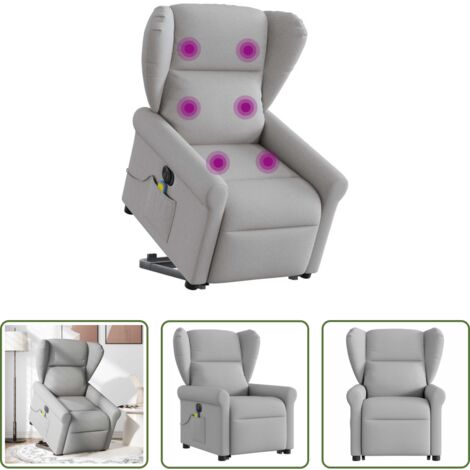 Massaggio alzapersona -  Poltrona Alzapersona Massaggi Elettrica Grigio Nuvola Tessuto