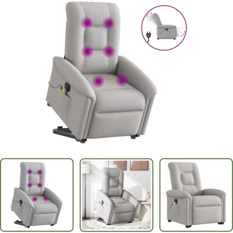 Massaggio alzapersona -  Poltrona Alzapersona Massaggi Elettrica Grigio Nuvola Tessuto