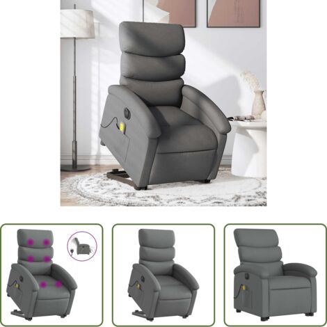 Massaggio alzapersona -  Poltrona Alzapersona Massaggi Elettrica Grigio Scuro Tessuto