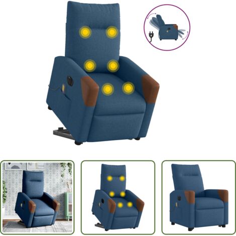 Massaggio alzapersona -  Poltrona Alzapersona Massaggi Elettrica Reclinabile Blu Tessuto