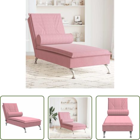 Massaggio -  Chaise Longue Massaggi con Cuscino Rosa in Velluto