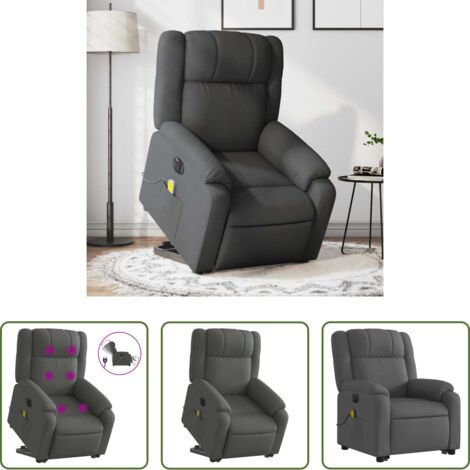 Massaggio elettrico -  Poltrona Alzapersona Massaggi Elettrica Grigio Scuro Tessuto
